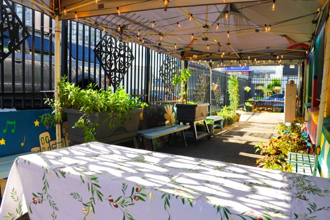 Outdoor undercover area at the Birsbane Relief Hub