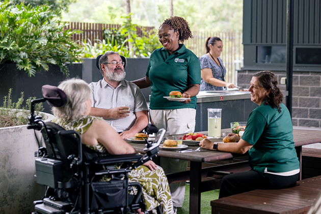 Staff and residents in a disability accommodation in Brisbane