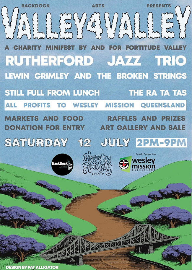 Valley4Valley music festival poster - a DIY fundraiser for WMQ