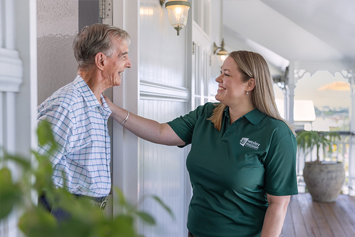Home Care Brisbane - Client welcomes staff in his QLD home - WMQ