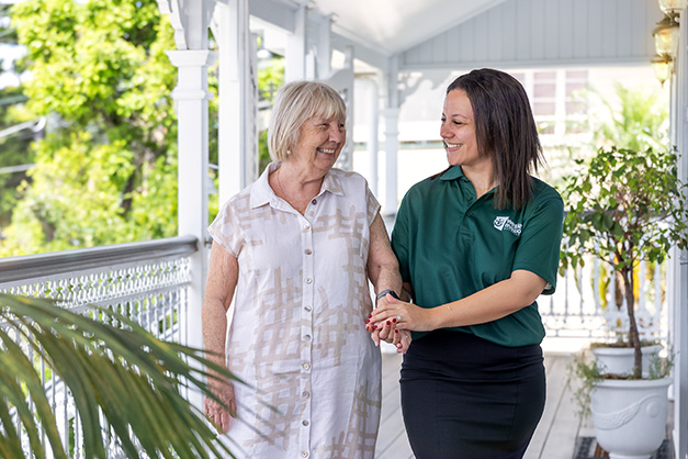 Home Care Brisbane - Staff and Client Chat Outdoor - WMQ