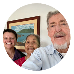 Home care clients taking a selfie with their care leader