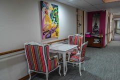 Knowles Court corridor with armchairs