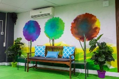 Bench seat at entrance to Reid Court