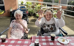 Afternoon tea in the garden at St Marks Residential Aged Care community - April 2024