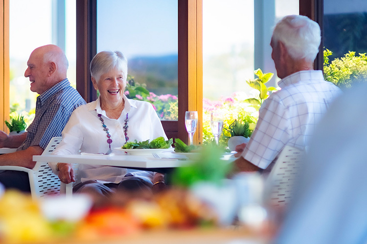 Couple dining at cafe in Rosemount Retirement Village