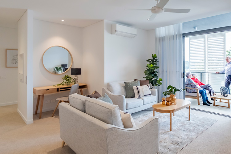 Open plan view of an apartment at Rosemount retirement village