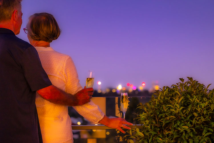 Rosemount Retirement Village - Brisbane City lights from apartment balcony