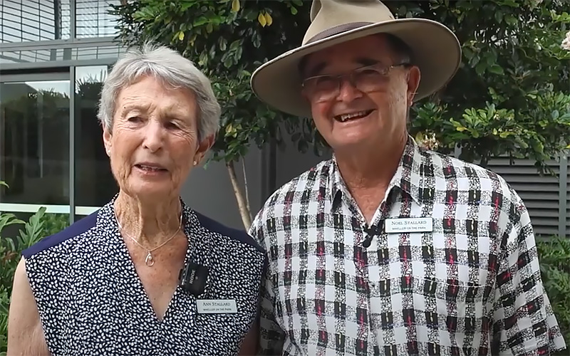 Ann Stallard and Noel, residents at Wheller on The Park retirement village